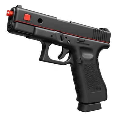 a Glock 19 with a red lager and a dedicated magazine.  sticker