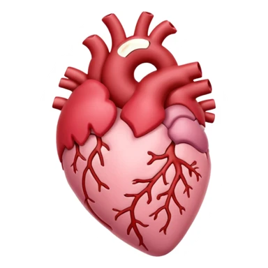 Anatomical heart, soft pink color from reference, light, iOS emoji style sticker