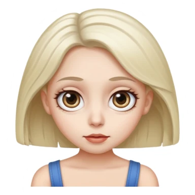 a female with white skin, big eyes, middle-length hair which is right at the shoulder sticker