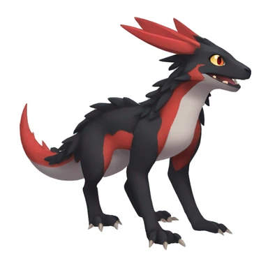 Cute cool black red nargacuga animal hybrid Fakemon full body sticker