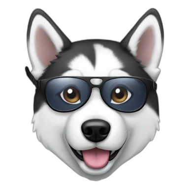 Husky with a mustache and aviator glasses sticker