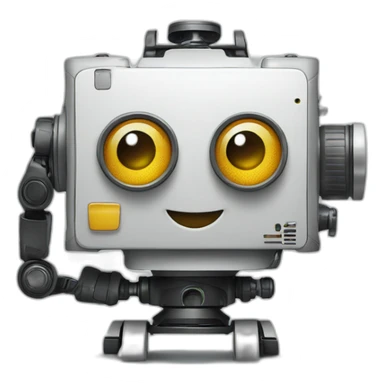 Pixotope robot mascot with a camera as a head sticker