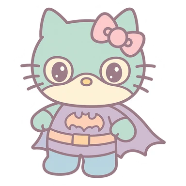 hello kitty dressed as batman, cute and fun sticker