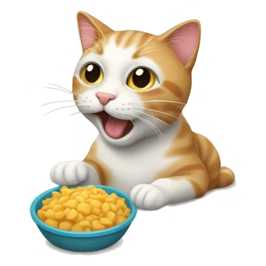 Cat eating food sticker
