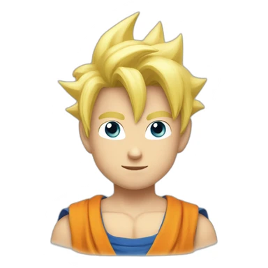 young san goku with short blond hair and blue eyes sticker
