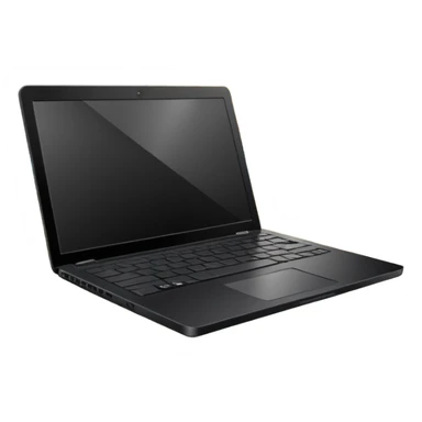 An open laptop in the foreground on the beach. Background shows sea, sun, and a palm tree. No people, no text sticker