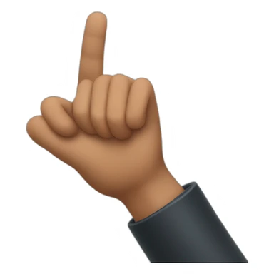 a man points with his hand to the right sticker