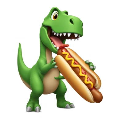 Dinosaur eating a hot dog sticker