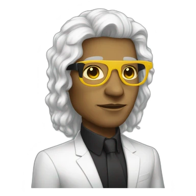 white entreprenuer with yellow tinted glasses and combed black hair  sticker