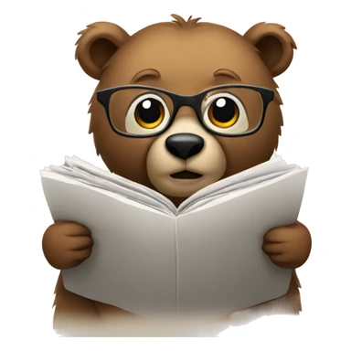 bear who wears glasses reading newspaper sticker
