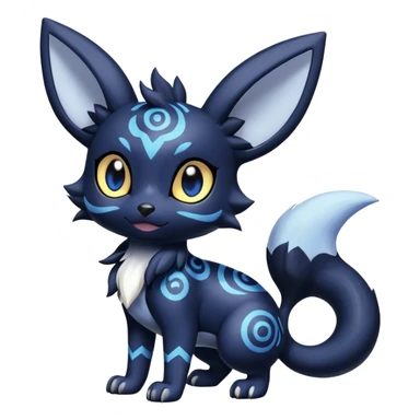 Shiny Cute Adorable Umbreon-Litten-Noibat-Meowstic-Hybrid-Creature with pattern-markings sticker