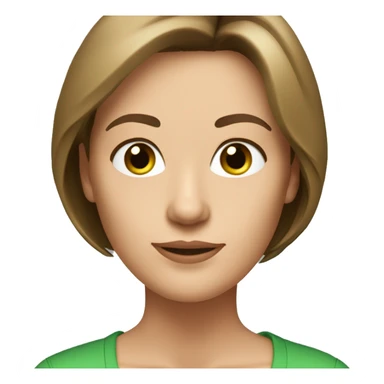 pretty middle age woman with kelly green eyes and shoulder length straight brown hair casual sticker