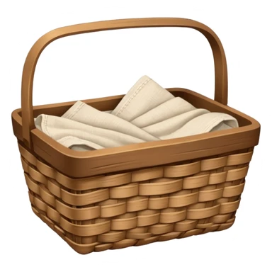 A wooden raffia Brown basket with fresh washed linen sticker