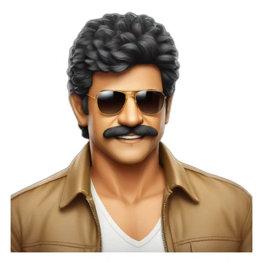 Shivaraj kumar Kannada actor wearing ray ban slight beard and mustache sticker