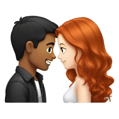 redhead girl and black haired boy couple sticker