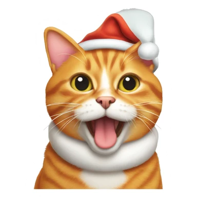 Orange tabby cat with a Santa hat sticker
