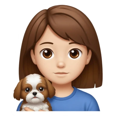 Kid with his shitzu, with brown hair sticker