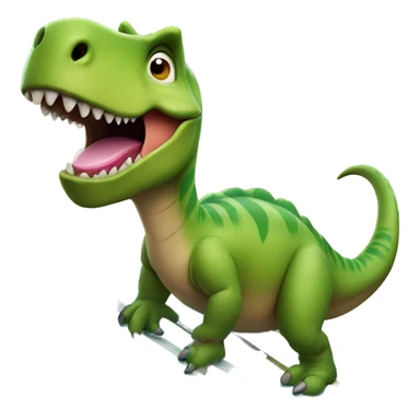 Dinosaur riding a surf board eating a dnut sticker