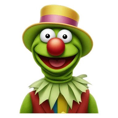 Kermit the frog dressed as a clown sticker