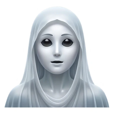 Cinematic Noble Ghost Portrait Emoji, Ethereal and dignified, with a flowing, translucent form in silvery-white hues, wispy and majestic, and a calm, otherworldly expression with deep, thoughtful eyes, simplified yet sophisticated features, highly detailed, glowing with a soft, spectral radiance, high shine, exuding regal mystery and quiet authority, with a soft glowing outline that captures the essence of a ghostly guardian drifting from another realm! sticker