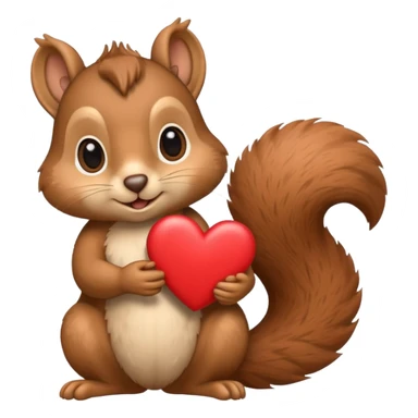 squirrel holding a heart sticker