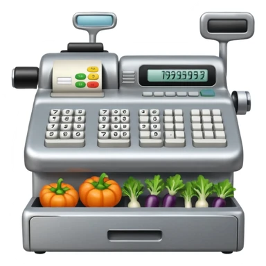 Front-facing cash register with symbol keys for vegetables sticker