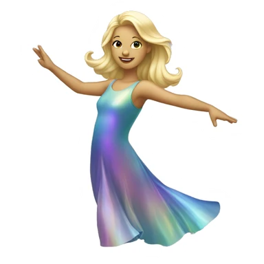 Dancing blonde girl in an iridescent dress sticker