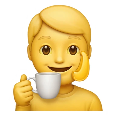  a yellow emoji face that is holding the cup beside the face sticker