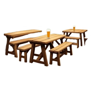 Cinematic Realistic Biergarten Pop Culture Emoji, showcasing a charming outdoor beer garden scene rendered with rustic details and inviting, soft lighting. sticker
