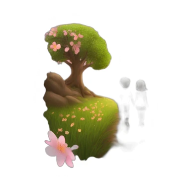 Boy girl sunset tree flower sticker