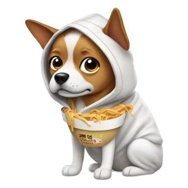 dog with ramen wearing a hoodie sticker