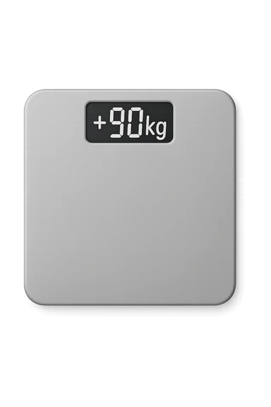 Bilancia pesa persone con scritto +90kg sticker