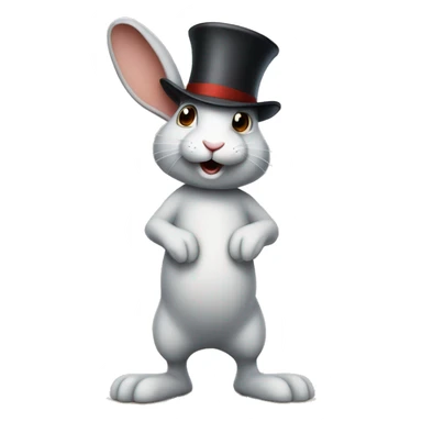 rabbit stands on two legs with a hat sticker