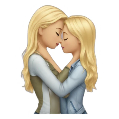 Blonde girl Kissing a girl sticker