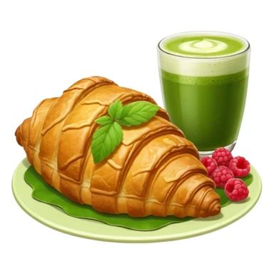 Giant Croissant with a coup of matcha and rasberry sticker