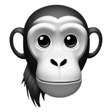 M letter with a monkey's head Black and white sticker