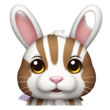 fluffy bunny brown and white stripes sticker