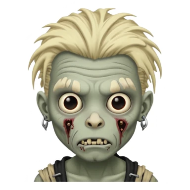 Grey pale skinned zombie boy with wrinkled skin and blond dreadlocks. Nose and ear piercings. Emo. sticker
