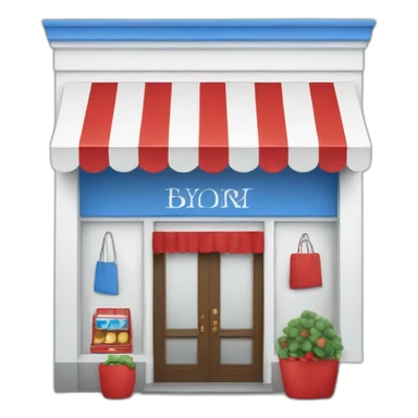 store in the color scheme white blue red sticker