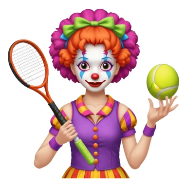 tennis player female clown sticker