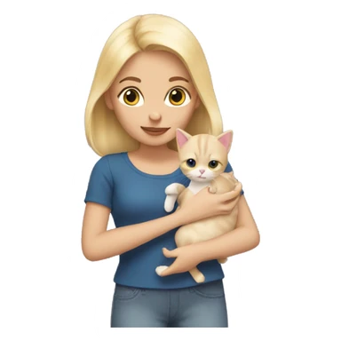 Girl with blonde hair holding kittens sticker
