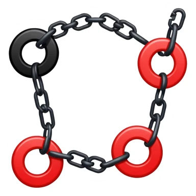iOS sticker, broken chain, black links, red break, minimal sticker