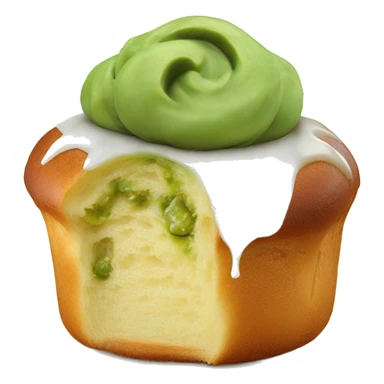 Brioche ronde avec crème fouettée et pistache a l’intérieur  sticker