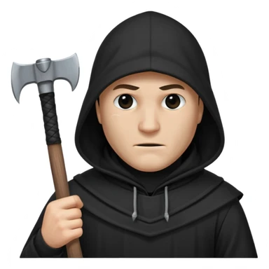 an executioner with a black hood on his face so we can't see his face but only his eyes and an axe in his hand sticker