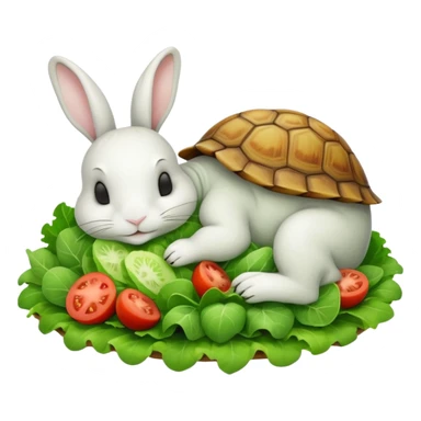  lapin qui dort et la tortu qui mange de la salade sticker