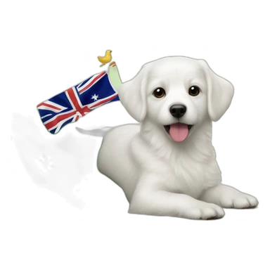Kiwibird and white maltipo dog on a new zealand flah sticker