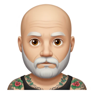   tattooed baldies with white bearded  Half body sticker