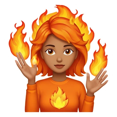 woman with her hand on fire sticker