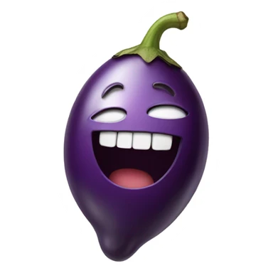 laughing smiley face holding an eggplant sticker