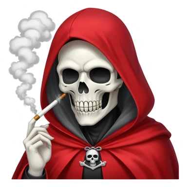 grim reaper in red cape smoking weed with loads of smoke in the air sticker